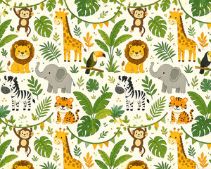 Obraz premium seamless pattern with funny animals