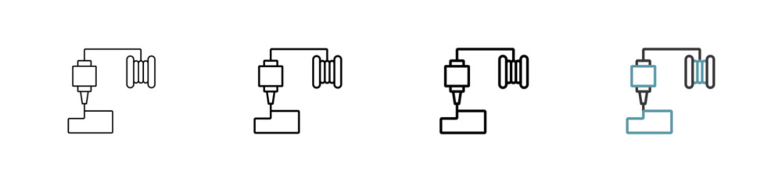 Outline style fused deposition modeling icon set. Available various sizes