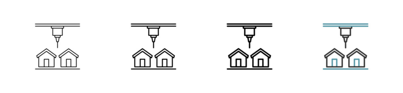Outline style architecture model icon set. Available various sizes