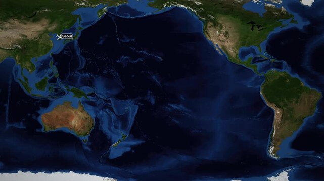 Animated Flight Route Map Showing Airplane Path from Seoul to Lima