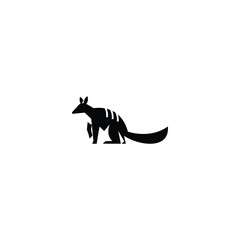 Fototapeta premium Black Numbat silhouette rendered in a clean minimalist vector style, isolated on a white background. Simple graphic shape suitable for logos, icons, branding, prints, and design templates. 01.