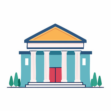 Stylized Illustration of a Classical Building with Columns