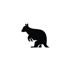 Fototapeta premium Black Quokka silhouette rendered in a clean minimalist vector style, isolated on a white background. Simple graphic shape suitable for logos, icons, branding, prints, and design templates.