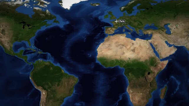 Animated Flight Path Map Showing Travel Route from Paris to Lima
