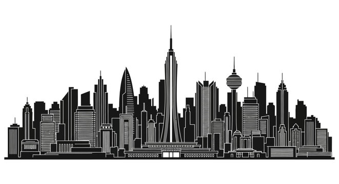 Kuwait City Skyline Silhouette Vector Illustration
