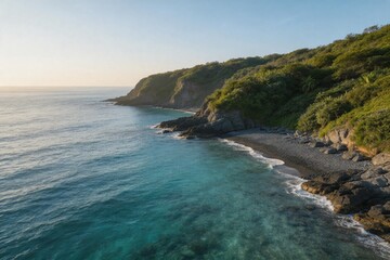 Obraz premium Coastal landscape with cliffs and sea