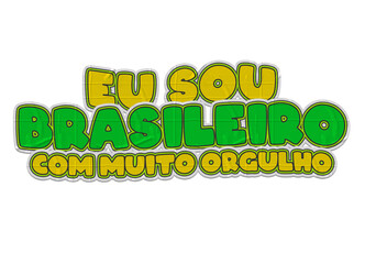 Sticker Eu sou brasileiro com muito orgulho. opa do Mundo 2026. Seleção brasileira. Ilustração estilo adesivo. © Maressa