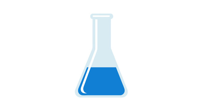Illustrated conical flask with blue liquid inside.