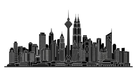 Fototapeta premium Kuala Lumpur skyline silhouette, detailed vector city illustration