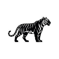 Obraz premium Minimalist Tiger Animal Silhouette Vector Icon