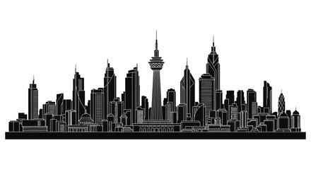 Obraz premium Auckland skyline silhouette, modern city architecture cityscape