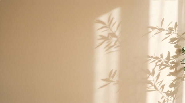 Warm botanical shadow background with copy space