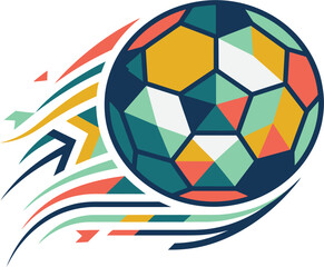Obraz premium Abstract Soccer Ball with Motion Trails, Colorful Geometric Design