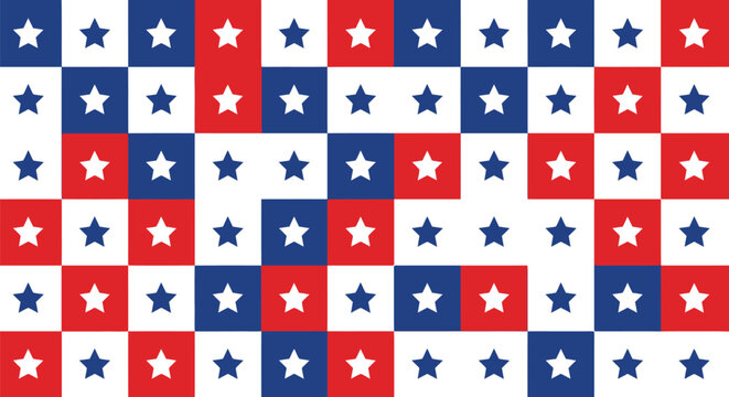 Patriotic theme seamless pattern with red, white, and blue stars for American holidays