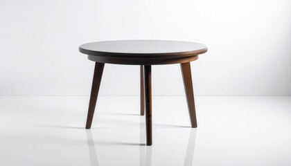 Fototapeta premium Modern Round Wooden Table with Elegant Design and Smooth Surface