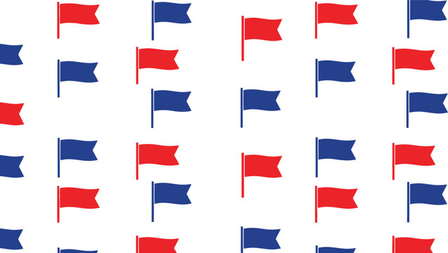 Patriotic theme seamless pattern with red and blue flags for festive backgrounds