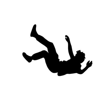 Silhouette of a man falling down backward vector illustration