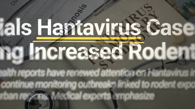 Newspaper or report style layout with highlighted headline about hantavirus prevention.