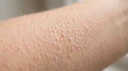 Fototapeta premium Close-up of Human Skin with Goosebumps, Showing Piloerection from Cold or Emotional Response