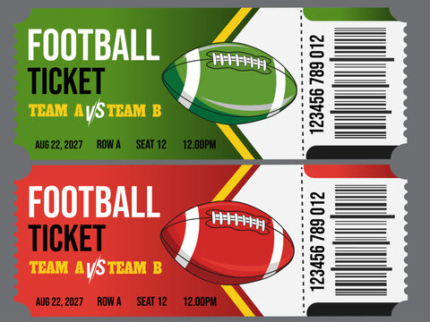 American football tickets sports   illustration sport ticket  vector template design  