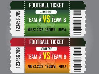 Obraz premium Football tickets, sports event tickets, admission passes, printable editable illustration sport ticket vector template design 