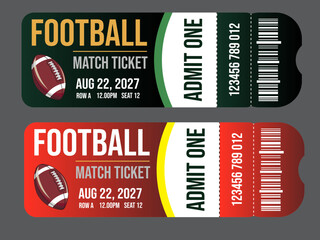 Football match tickets, American football tickets, sports event tickets, illustration sport ticket  vector template design  © SL Creations