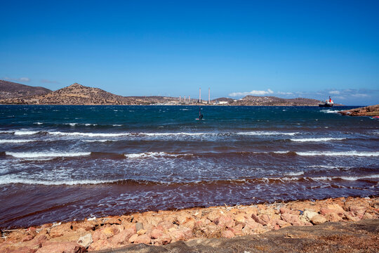 Windsurfing Near Lavrio Power Station on the Attica Coast Greece