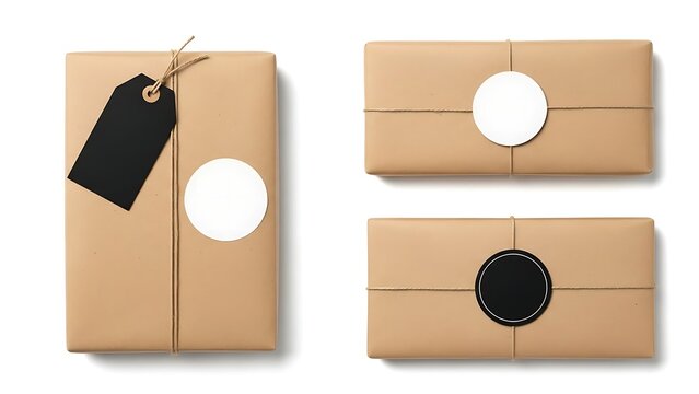 Brown paper packages with unique tags and seals