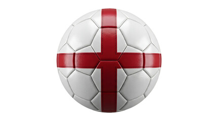 Fototapeta premium Hyper Realistic Soccer Ball Icon with England Flag Inspired Red Cross Accents Isolated on Transparent Background