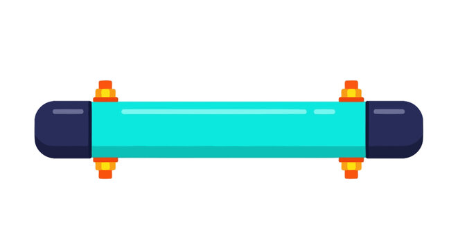 Cylindrical industrial pipe with colorful end flanges illustration.