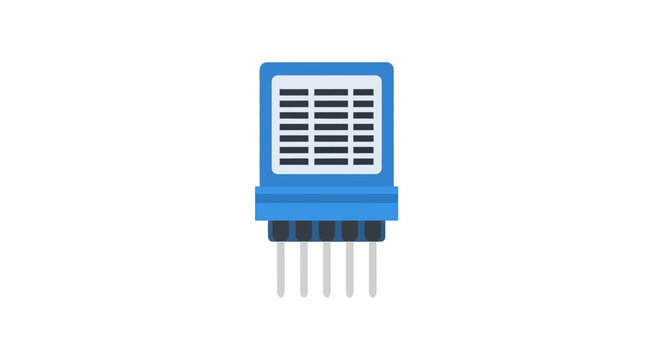 Blue digital humidity sensor electronic component illustration.