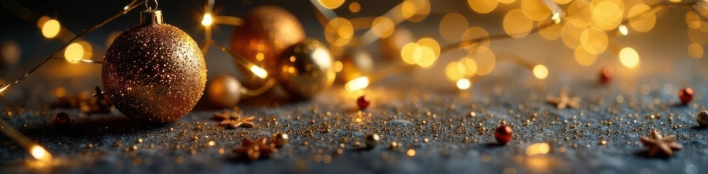 Golden & silver shimmer, festive Xmas/NYE backdrop, winter, illustration