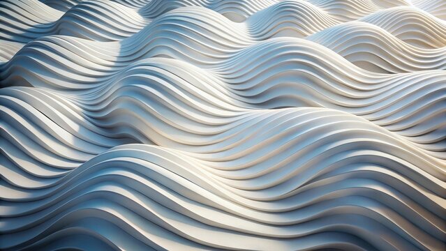 White smooth sine curves or waves geometry randomly shifted background wallpaper banner