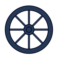 Obraz premium Dark Blue Wagon Wheel With Eight Spokes On White Background