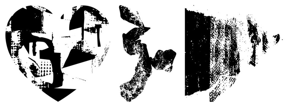 This collection features raw ink blots and textured blotches, including messy splats and rough smears. These distressed elements provide a chaotic, street style aesthetic for edgy designs.
