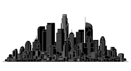 Obraz premium Los Angeles city skyline silhouette, modern urban architecture icon