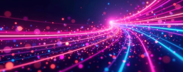 Obraz premium Abstract neon swirls, vibrant glitter trails, futuristic light speed effect , template, glitter, galaxy