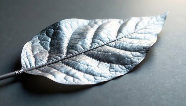 Shiny silver leaf, smooth surface, intense reflection, graphic, texture, luxury