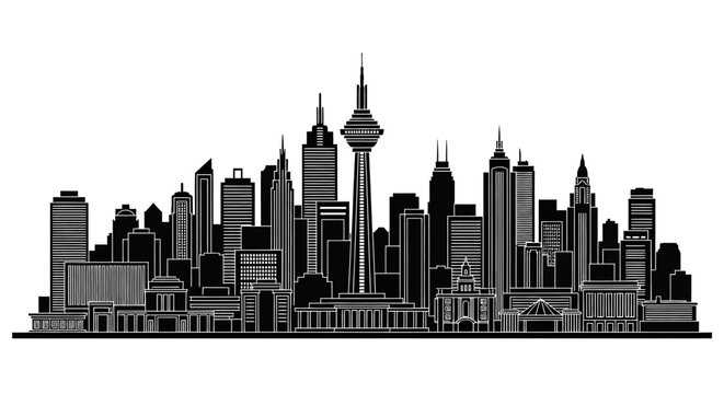 Kuwait City Skyline Silhouette Illustration, Modern Urban Landmark