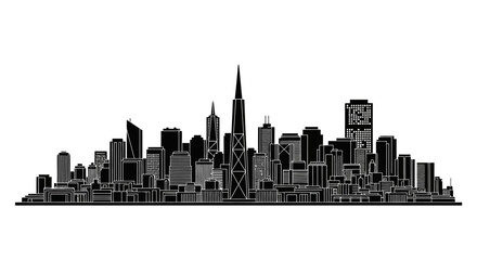 Obraz premium Modern City Skyline Silhouette Illustration