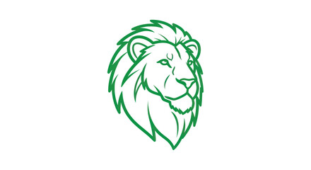 Green Lion Head Emblem, Majestic Animal Logo Design, Wild Cat Silhouette © Fridi