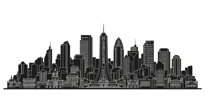 Modern City Skyline Silhouette Vector Illustration