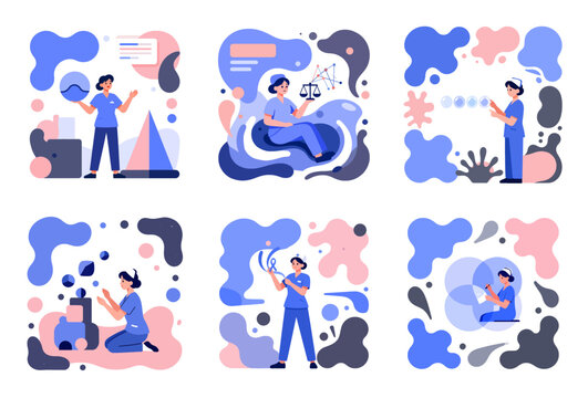 Infographic visualization of healthcare statistics whimsical modeling of Gaussian distribution and correlation using modern blob art vector illustration