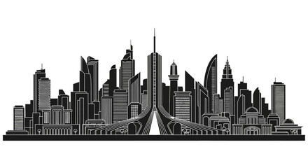 Fototapeta premium Modern City Skyline Silhouette Vector Illustration