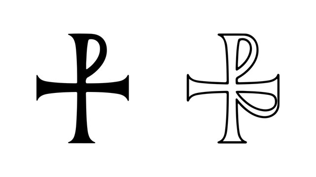 Christian Chi Rho Symbols Set Isolated on White