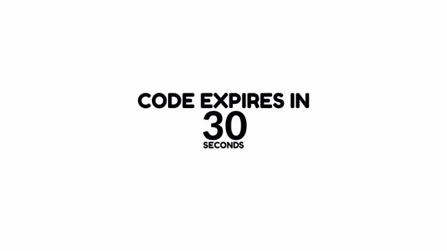 Code Expires In 60 seconds countdown text animation on light background for coupon deadline, discount timer, promotion urgency notice graphic