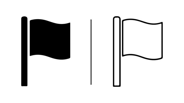 Black and White Flag Icon Set