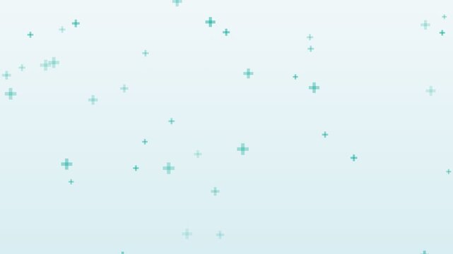Soft Light Blue Gradient Background with Subtle Teal Plus Signs Scattered Across a Dreamy Abstract Digital Pattern