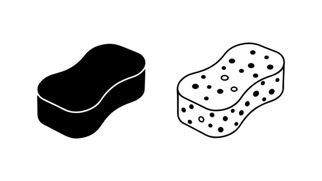 Black and White Cleaning Sponge Icon Set