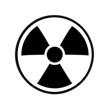 Black and white vector icon of the international radiation warning symbol isolated on transparent background.